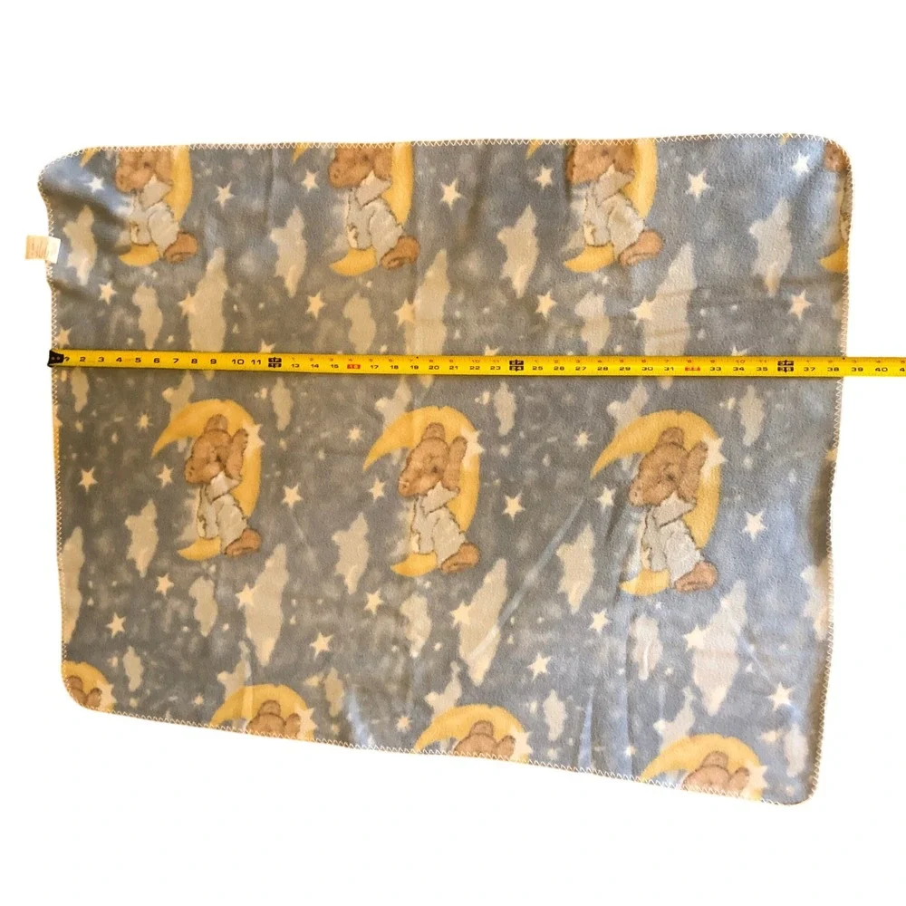 Vintage Dolly Boyds Collection Baby Blanket Blue Sleeping Bear Moon Stars 2002
